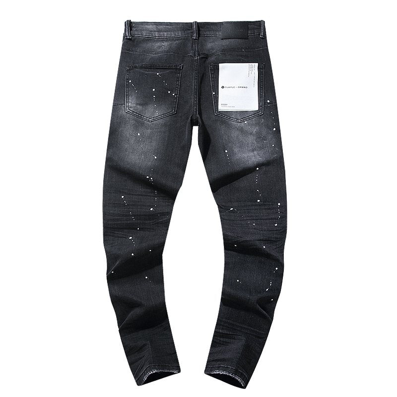 Purple Brand Black Paint Splatter Distressed Jeans — back