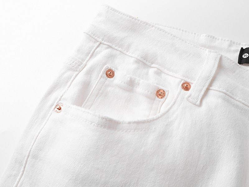 Purple Brand White Distressed Slim Jeans — detail