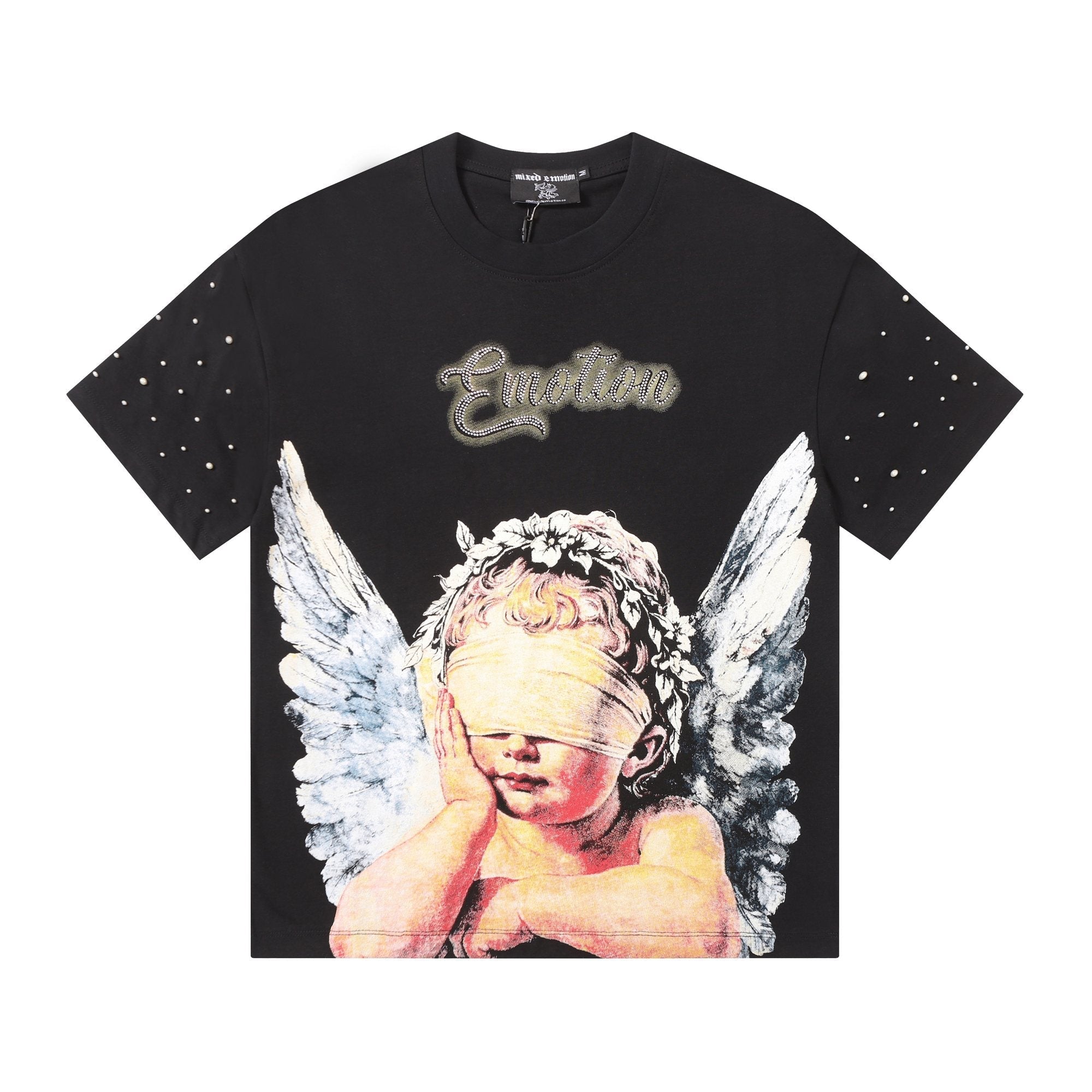 MIXED EMOTION Angel Graphic Pearl-Sleeve T-Shirt — hero