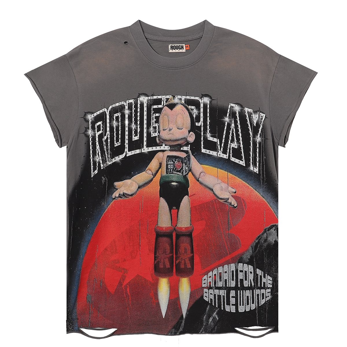 Rough Play Astro Boy Graphic Distressed T-Shirt — hero