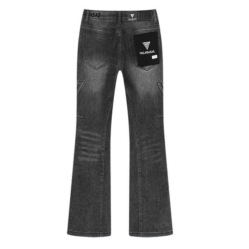 VALABASAS Washed Black Logo Graphic Bootcut Jeans — back