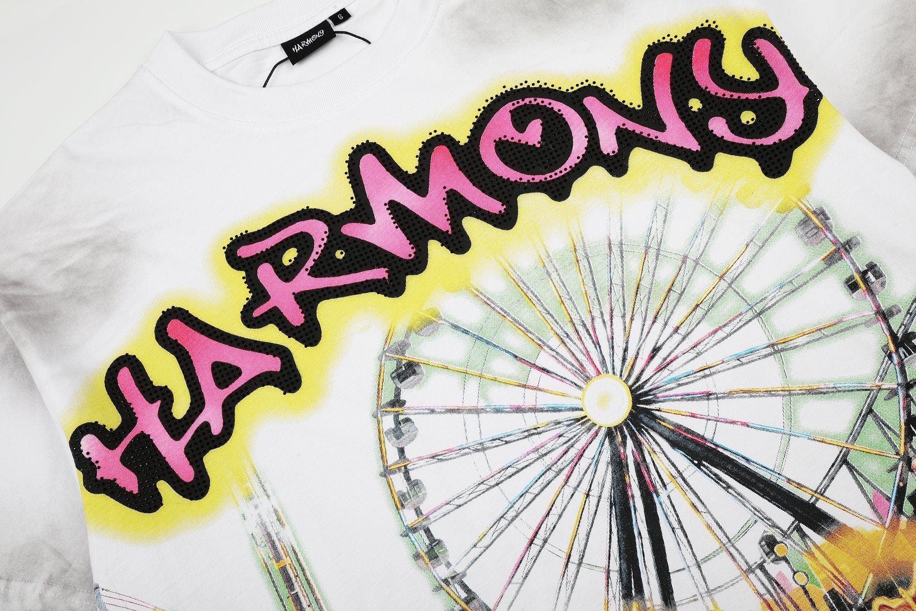 HARMONY Washed White Front & Back Graphic T-Shirt — detail