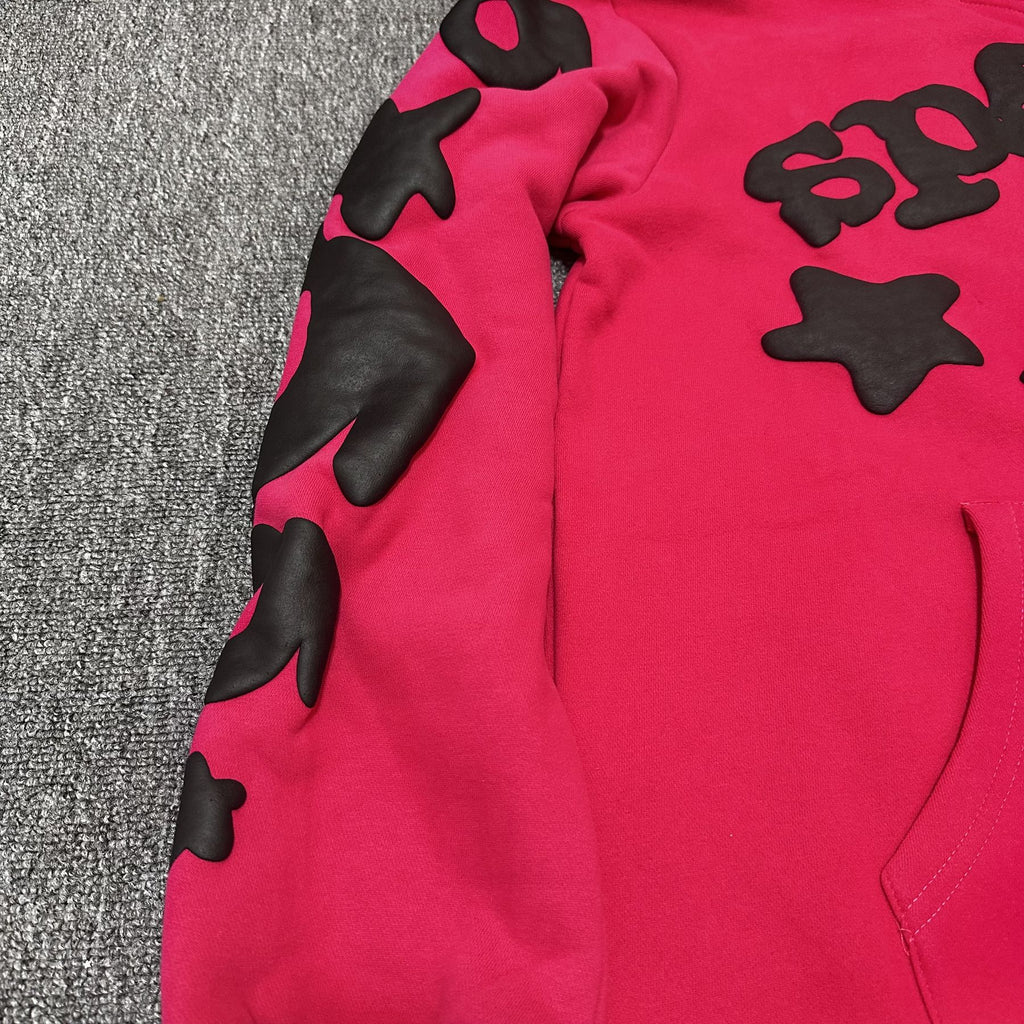 Sp5der Red Graphic Zip Hoodie — detail