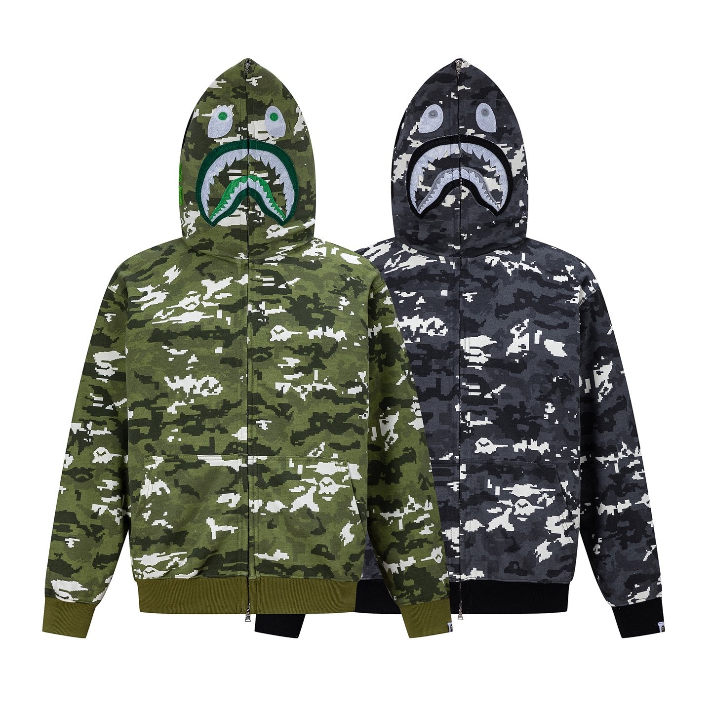 BAPE Shark Face Digital Camo Zip Hoodie — comparison