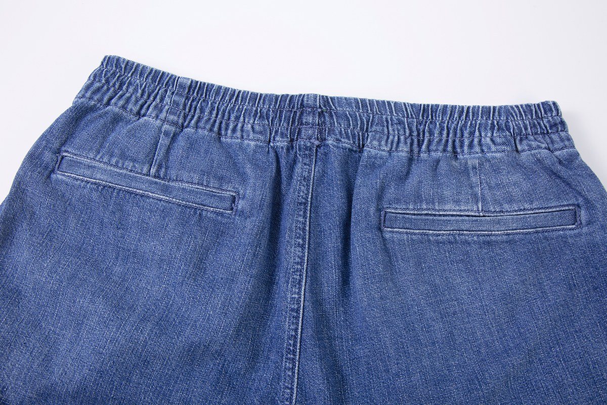 Test2-Ralph Lauren Washed Blue Drawstring Denim Shorts — detail